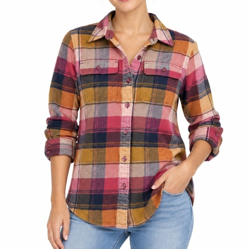 Patagonia Fjord Flannel Womens S Pink Plaid Organic Cotton Button Down Shirt